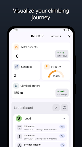 Captura de pantalla de Climbing Tracker – Log & Stats