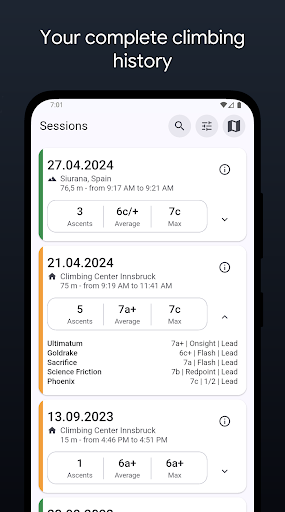 Captura de pantalla de Climbing Tracker – Log & Stats